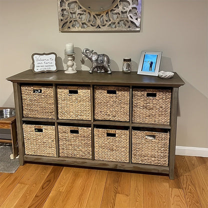 Water Hyacinth Storage Baskets 11in – Handwoven Stackable Cube Baskets for Shelves Closet Laundry, Natural Wicker Organizer Bins