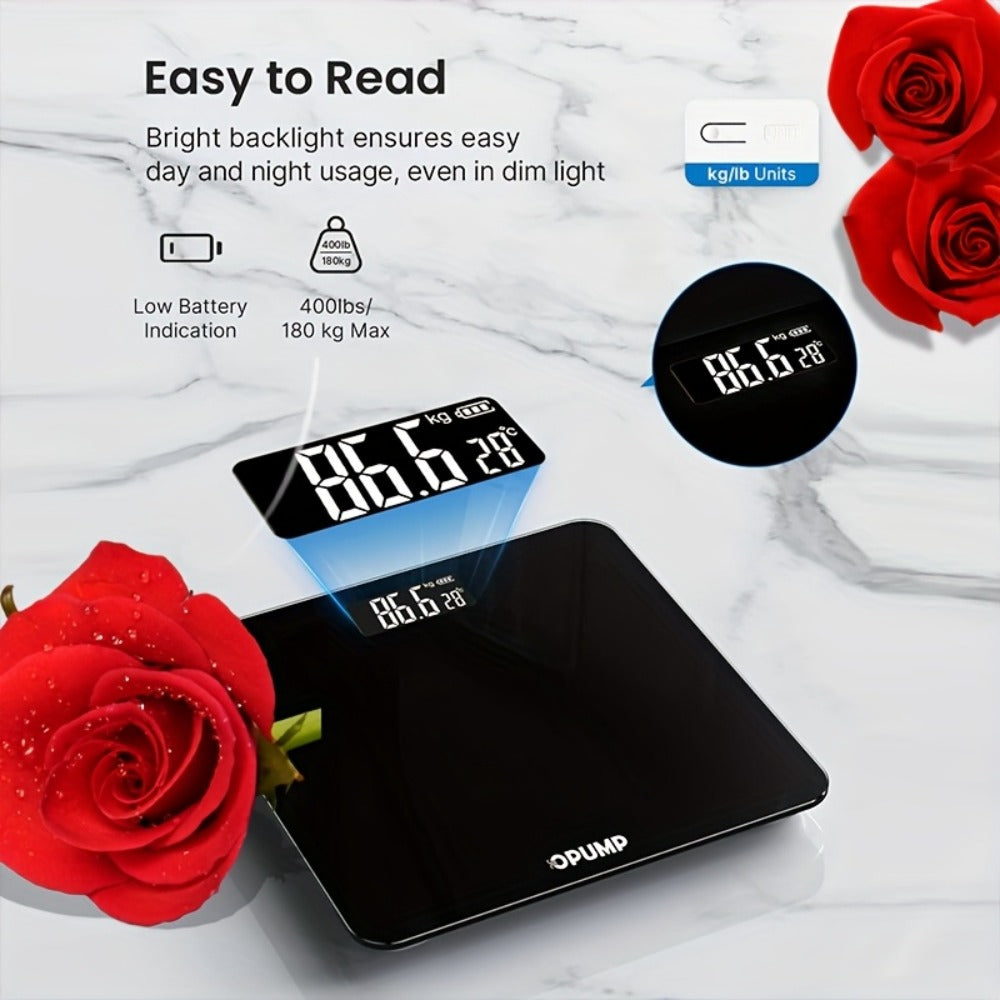Digital Bathroom Scale High Precision, Electronic Body Weight Scale with Backlit HD LCD Display, kg/lb/st Switchable