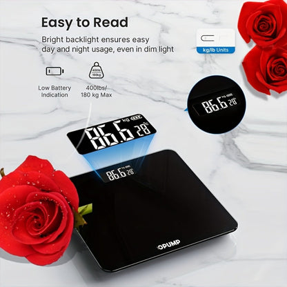 Digital Bathroom Scale High Precision, Electronic Body Weight Scale with Backlit HD LCD Display, kg/lb/st Switchable