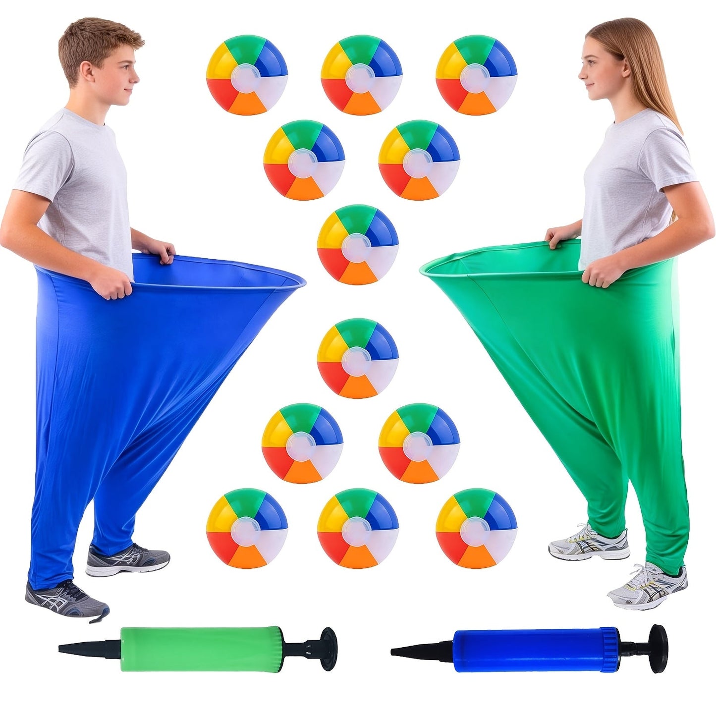 Grandma Pants Game Set 2 Pack, Outdoor Party Ball Pants Game with 12 Elastic Balls & 2 Pumps, Fun Team Building Activity for Adults Kids