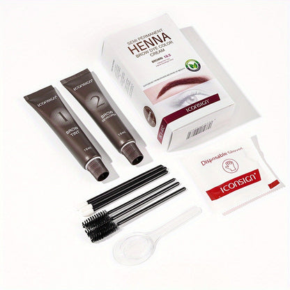3D Brow Perm & Color Kit 2-in-1 – Sweatproof Long-Lasting Natural Fluffy Eyebrow Makeup with Applicator Brush & Disposable Clips