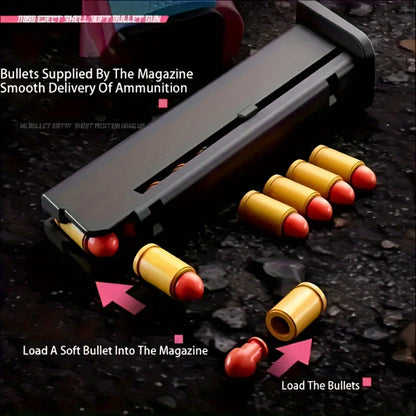 Shell-Ejecting Toy Foam-Dart Blaster with Engraved Body, Two Magazines and Four Color Options