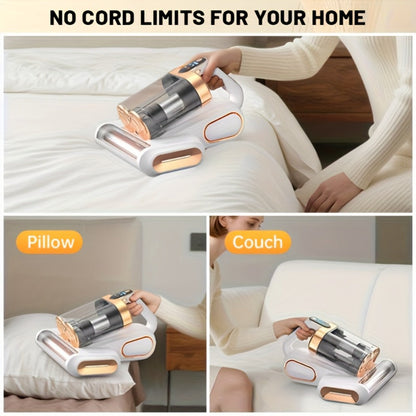 Mattress Vacuum Cleaner Handheld 16kPa Suction with UV Lamp & 80000RPM Soundwave Technology – Portable Dual Cup Bed Vacuum for Dust Mites