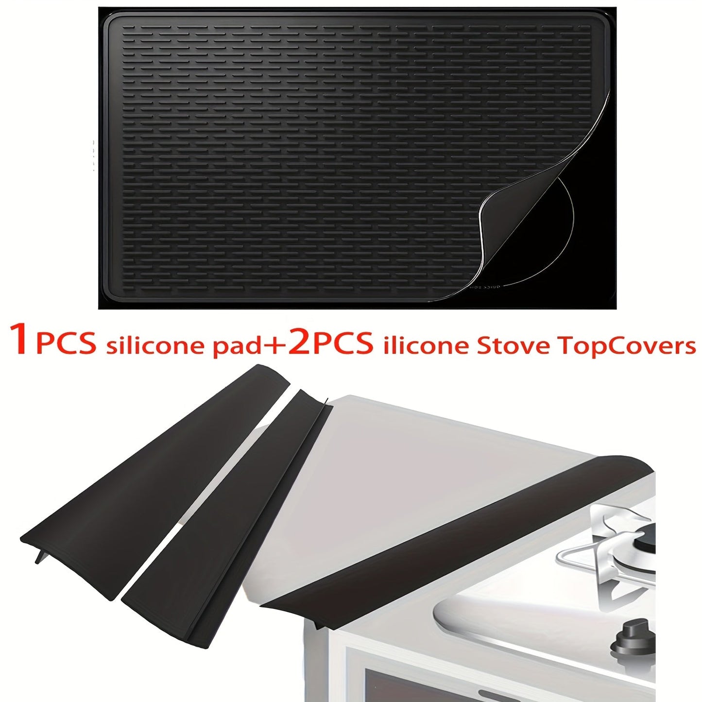 Silicone Stove Top Cover Mat, Heat-Resistant 28x20 Inch Cooktop Protector & Dish Drying Mat for Gas & Electric Stoves