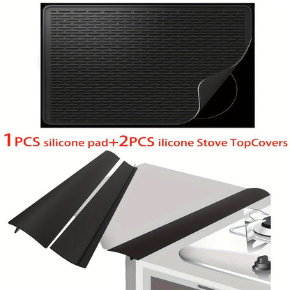 Silicone Stove Top Cover Mat, Heat-Resistant 28x20 Inch Cooktop Protector & Dish Drying Mat for Gas & Electric Stoves