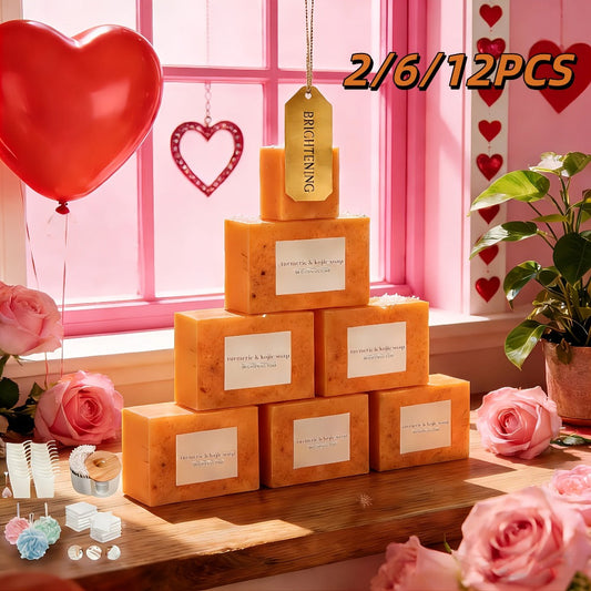 Turmeric Kojic Acid Brightening Soap Handmade Lemon Cold Process Deep Cleansing Hydrating Bar for Face & Body All Skin Types