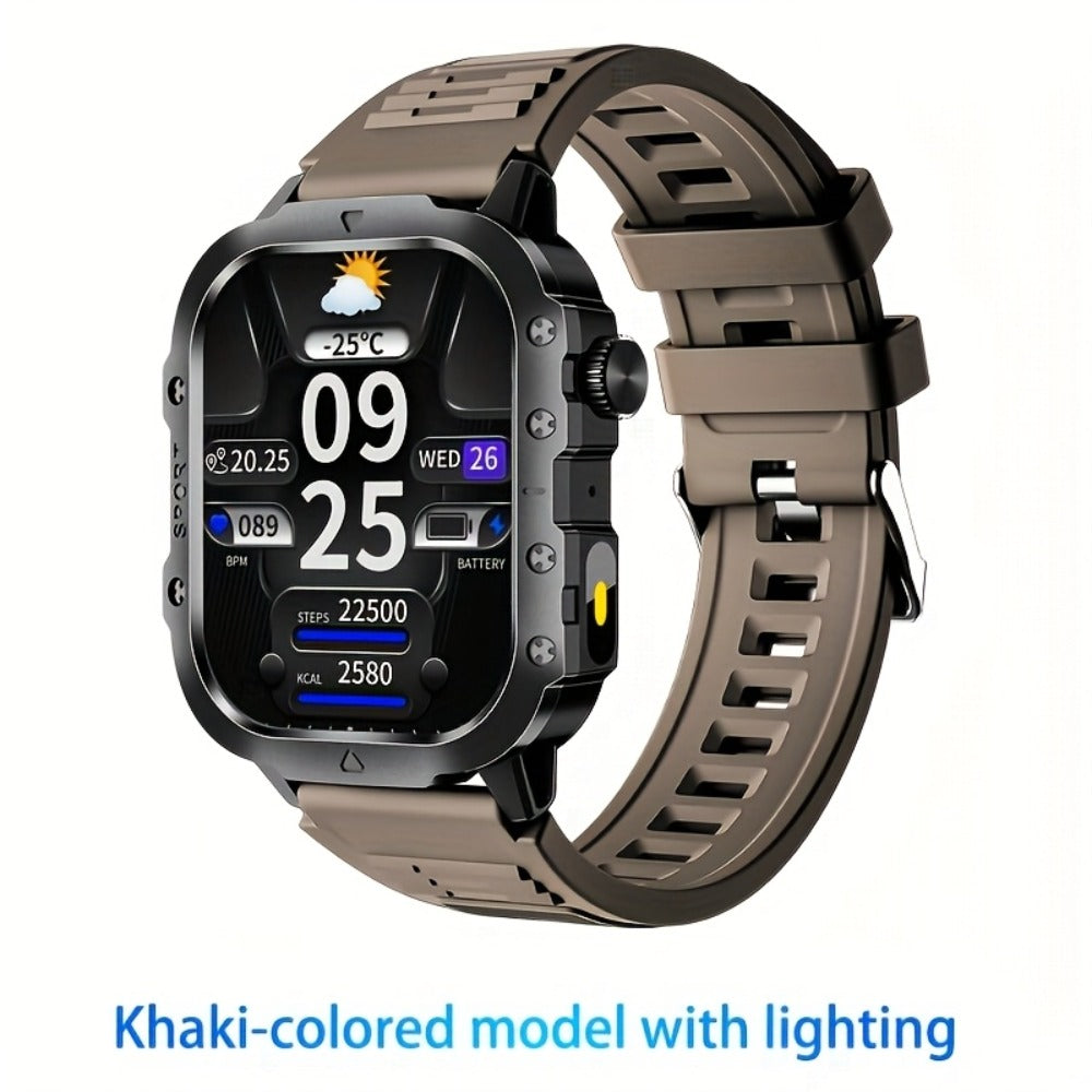 Smartwatch Illumination Light K33 Khaki – Full Touch, 100+ Sport Modes, Wireless Calling, Music Playback, Remote Camera, Weather