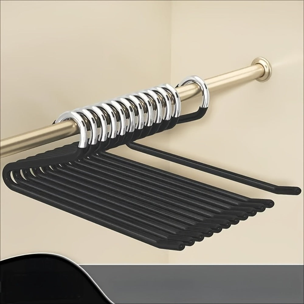 Pants Hangers Metal Open Leg Non-Slip – Heavy Duty Trouser Jeans Hanger for Wardrobe, Space Saving, Black or White, 10/20/30/50pcs