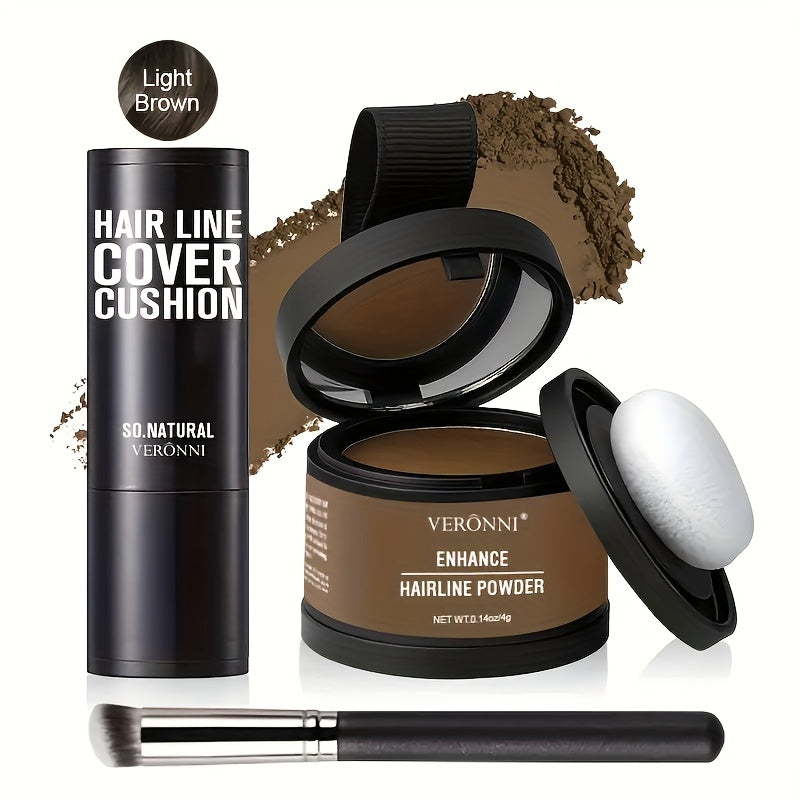Hair Root Concealer Powder with Brush - Instantly Covers Gray Roots & Thinning Hairline, Plant-Based Keratin Formula
