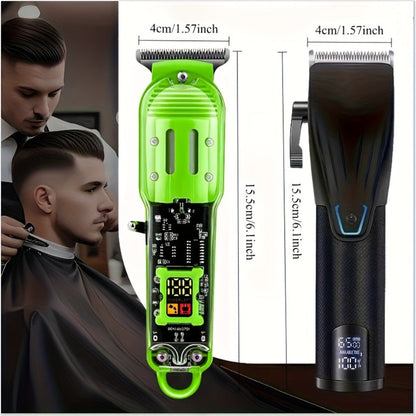 LED Hair Clipper for Men – USB-C Rechargeable Cordless Beard Trimmer with LED Display & 4 Guide Combs, Barber-Grade Home Haircut Kit