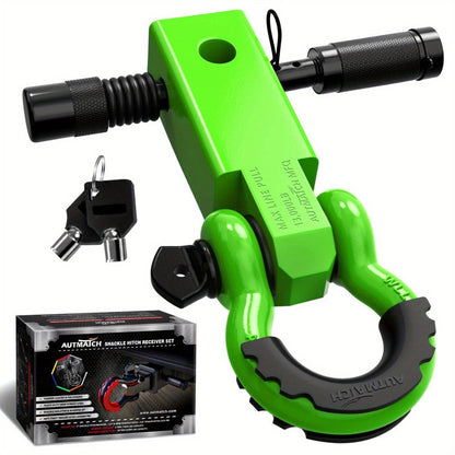 Shackle Hitch Receiver Kit 2 Inch – 45, 000 lbs Break Strength, Drop-Forged Steel, Lock Pin & D-Ring, Fits Truck RV ATV Boat, 8 Colors