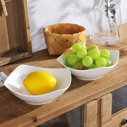 Salad Bowl and Plate Set 4/8/16 Piece – Reusable White PP Plastic Microwave Safe Stackable Lightweight Tableware for Picnic Outdoor Party