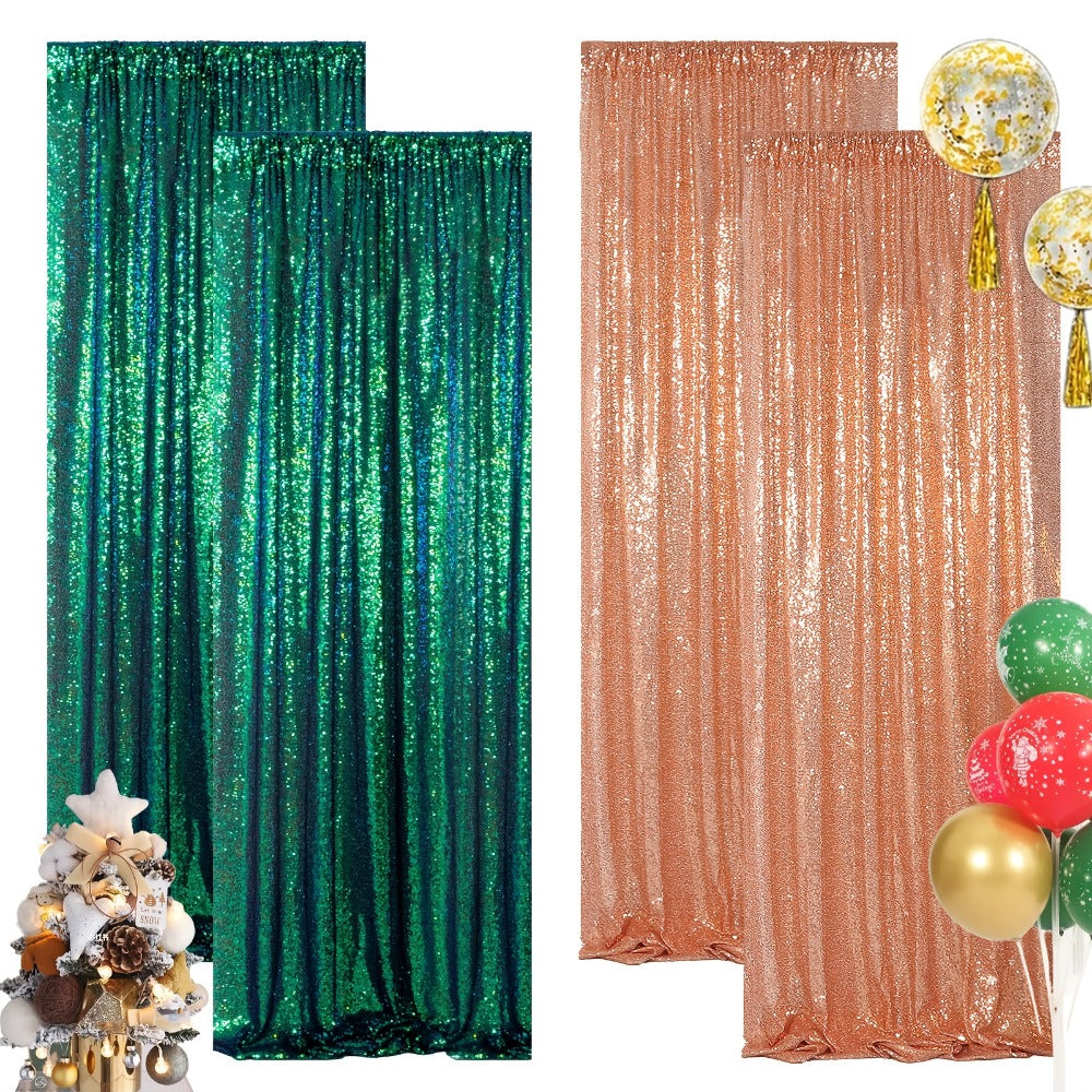 Sequin Backdrop Curtain for Party Wedding – 4x8ft Shimmering Glitter Curtain for Birthday Photo Booth Stage Decoration, Easy Hang
