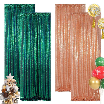 Sequin Backdrop Curtain for Party Wedding – 4x8ft Shimmering Glitter Curtain for Birthday Photo Booth Stage Decoration, Easy Hang