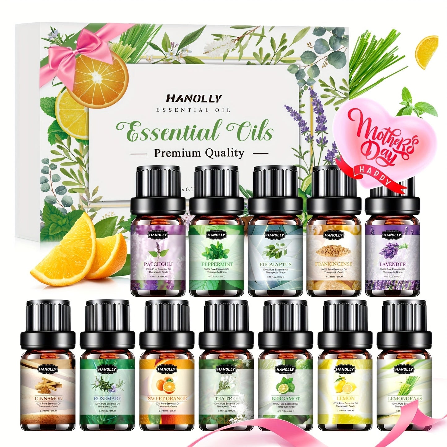 Essential Oil Gift Set with 12, 26, 32 or 48 Five-Milliliter Bottles and Assorted Scent Labels