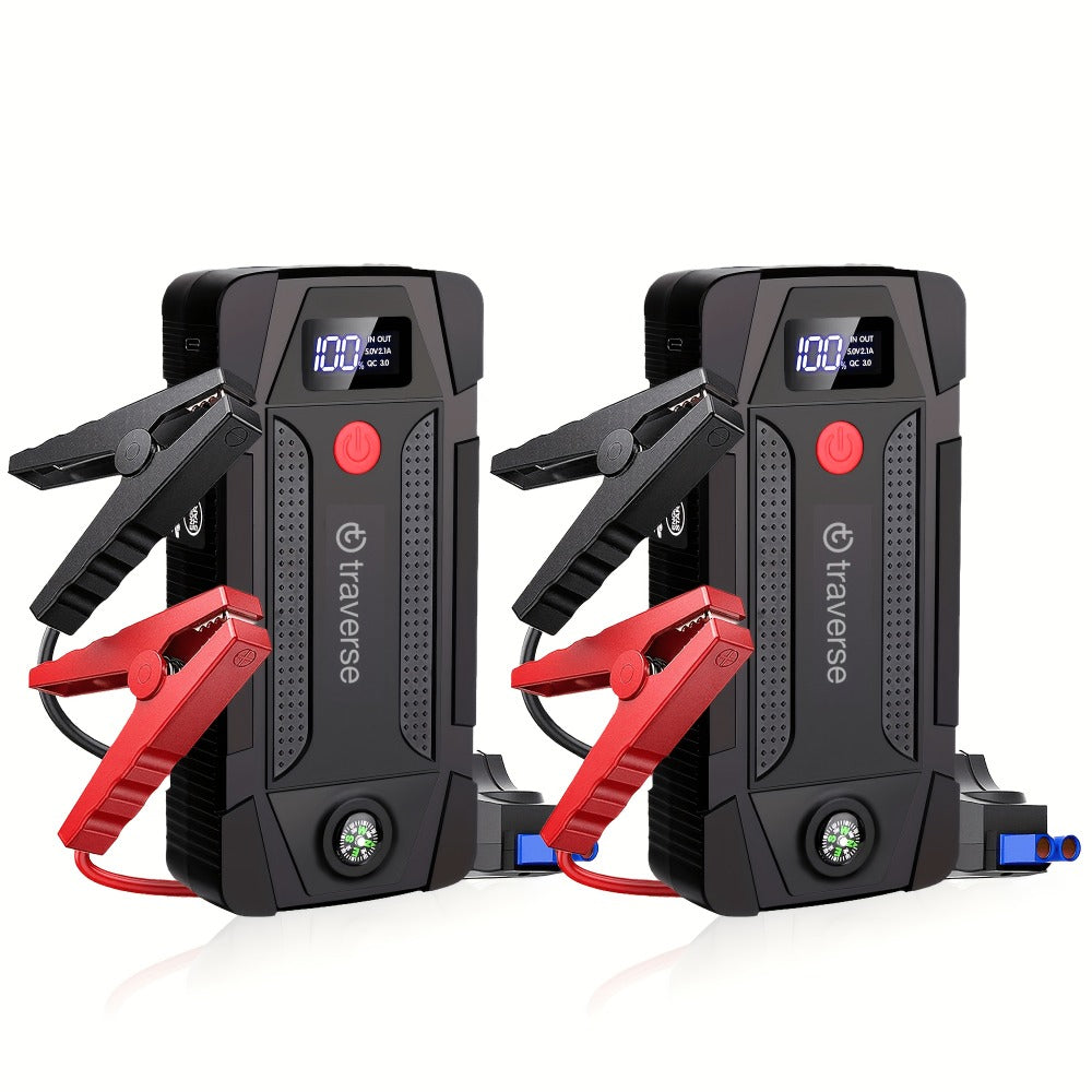 Compact Jump Starter Power Bank with Display, LED Controls, USB Outputs and Single or Two-Pack 1000A-Labeled Options