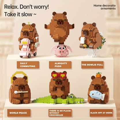 Capybara Micro Brick Building Set 562pcs Collector Edition – Miniature DIY Assembly Desk Decor Stress Relief Toy for Kids Teens Adults
