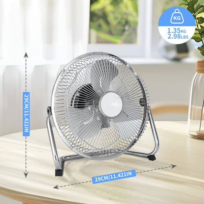 Three-Speed Metal Floor Fan with Tilt Frame in 9-, 14- or 20-Inch Black, Silver or Blue Options