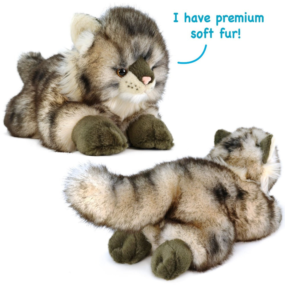 Maine Coon Cat Stuffed Animal Plush 16 Inch Super Realistic Cat Plush Toy High Quality for Entryways, Bedrooms and Living Spaces