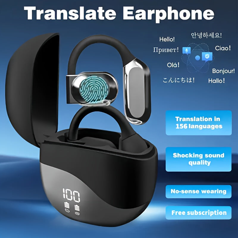 156-Language-Labeled Translation Earbuds with Ear-Hook Design, Bluetooth 5.0 Marking and Five Colors