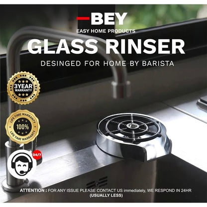 Glass Rinser for Sink – Stainless Steel Automatic Cup Washer & Bottle Cleaner Sink Attachment | Powerful Water Jets for Kitchen