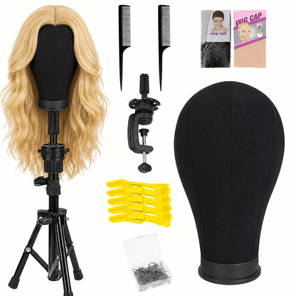Mannequin Head with Adjustable Wig Stand Set 22 Inch Reinforced Manikin Head for Wig Styling Cosmetology Practice Salon Display Pink Black