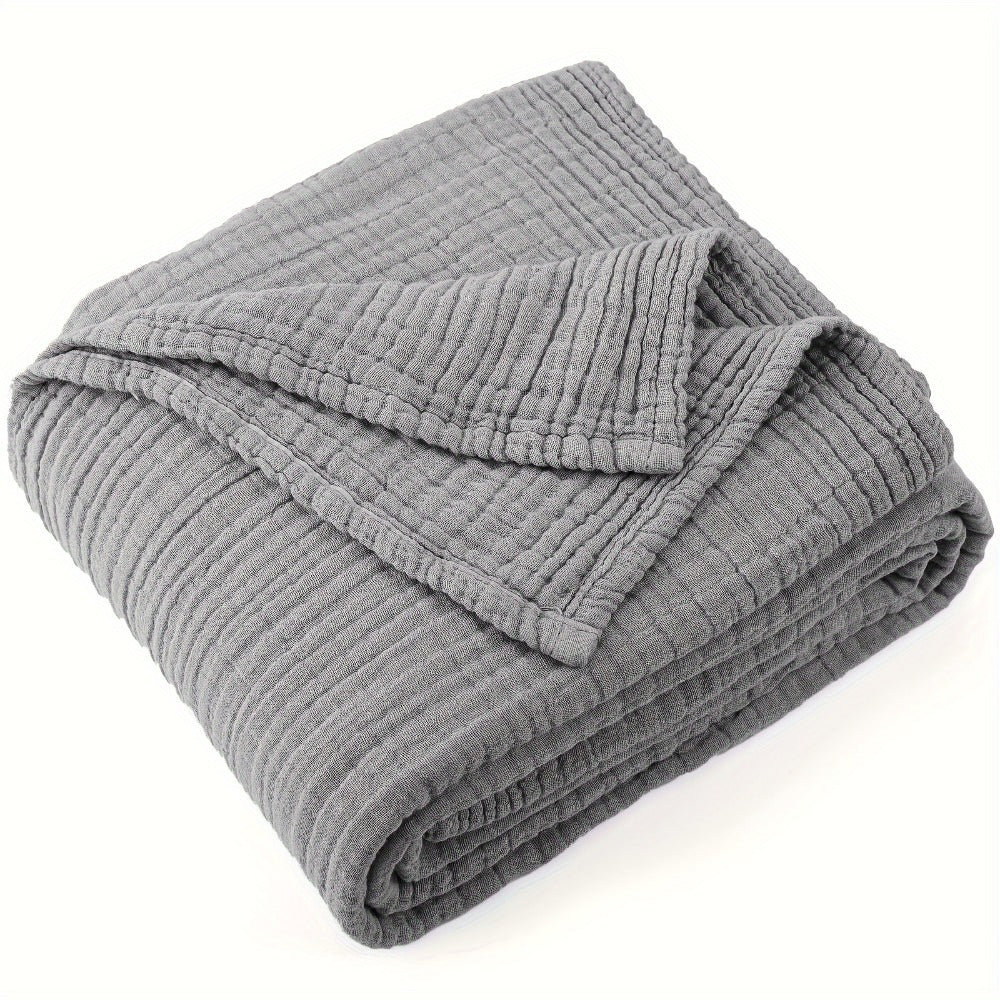 Muslin Blanket 100% Cotton 6-Layer, Breathable Gauze Throw for Couch & Bed, All Season, 13 Colors