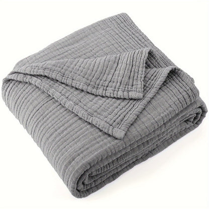 Muslin Blanket 100% Cotton 6-Layer, Breathable Gauze Throw for Couch & Bed, All Season, 13 Colors