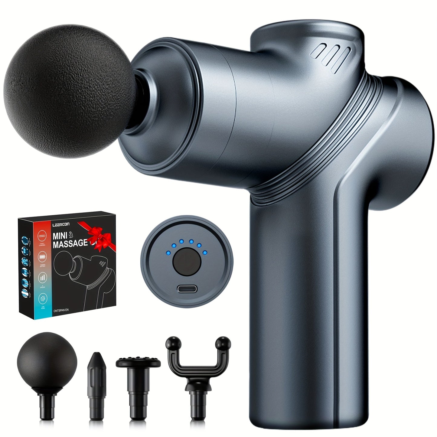 Portable Percussion Massage Gun – Ultra-Quiet Motor, 4 Massage Heads & 6 Adjustable Speeds | Handheld Deep Tissue Massager for Muscle