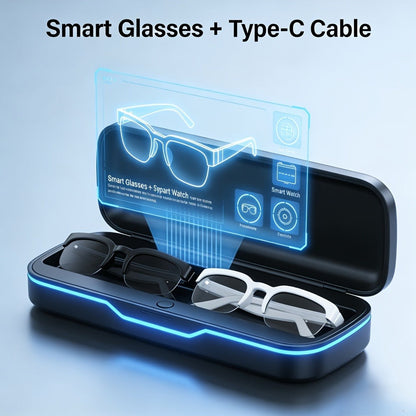 Smart Glasses Translation Eyewear with Open-Ear Bluetooth Audio and Black, White or Two-Piece Options