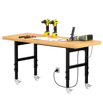 Wood-Top Rolling Workbench in 48, 60 or 70-Inch Lengths with Drawer and No-Drawer Checkout Options