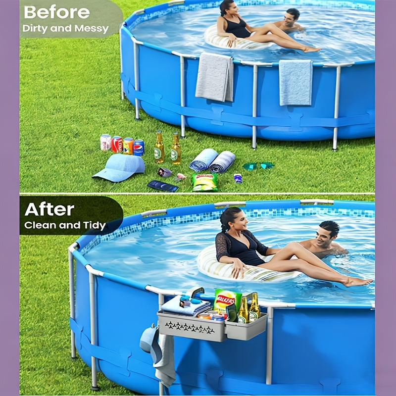 Pool Storage Basket | Hanging Poolside Organizer Towel Toy Beverage