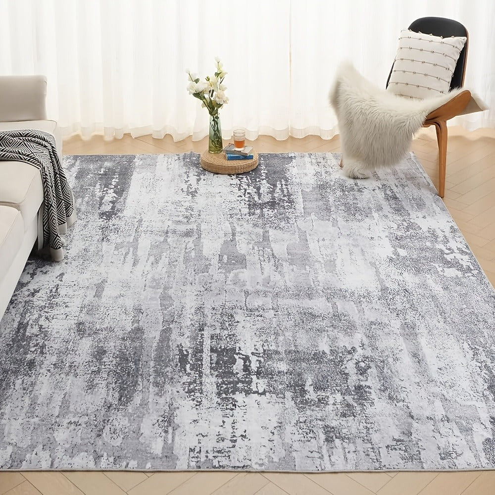 Area Rug Retro Tie-Dye Print in Orange, Grey or Light Green with Three Machine-Washable Sizes