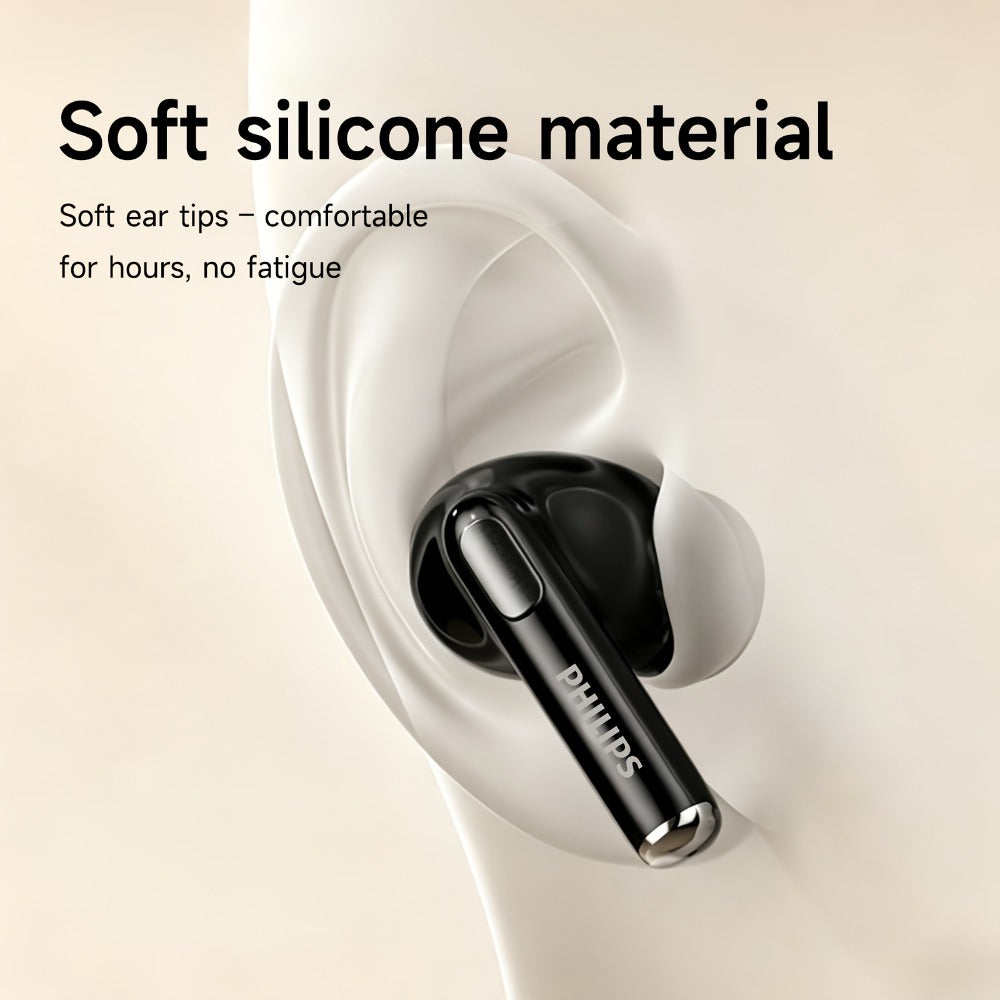 Wireless Earbuds Philips Bluetooth 6.0 Semi-Open Back with Rechargeable Case in White or Black