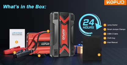 Car Jump Starter Power Bank 3-in-1 12V Battery Booster Charger LED Flashlight SOS for Cars Motorcycles for Garden, Patio and Yard Use