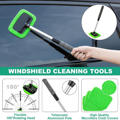 Car Cleaning Kit with Portable Vacuum Cleaner – 17/24/29/32/35pcs Interior Detailing Set with Windshield Cleaner
