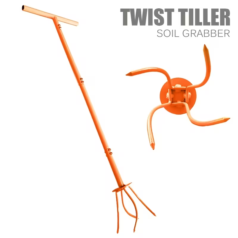 Garden Cultivator Manual Soil Loosener & Scarifier, Heavy-Duty Detachable Ergonomic Handle, Multi-Function Tool for Lawn Aeration