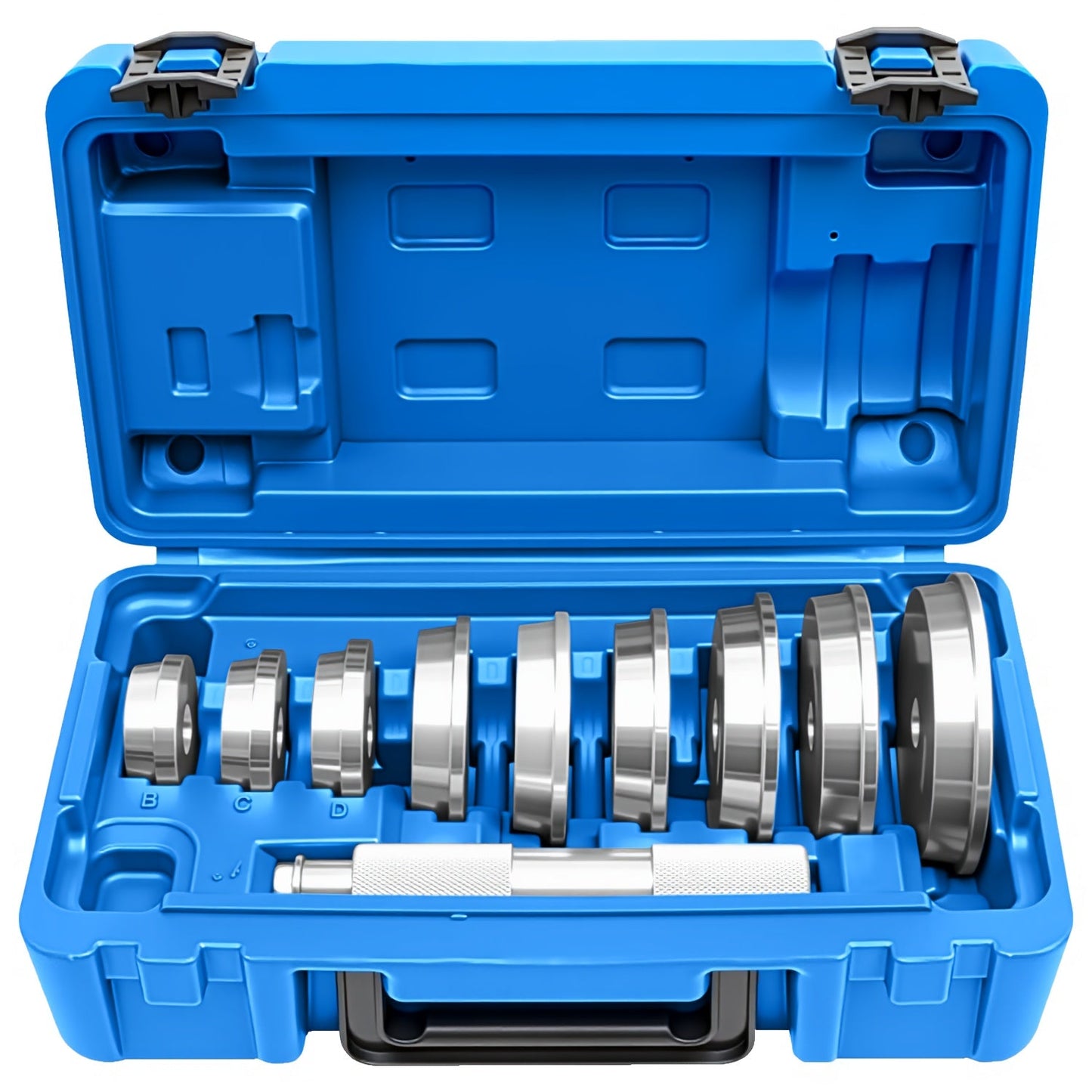 Bearing Press Kit 10-Piece – Bearing Race & Seal Bushing Driver Installation Set with 9 Double-Sided Adapters for Automotive Bearing