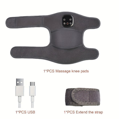 Heated Knee Massager Brace, Wireless Electric Knee Pad with Heat & Vibration, USB Rechargeable Massage Knee Support Wrap for Arthritis