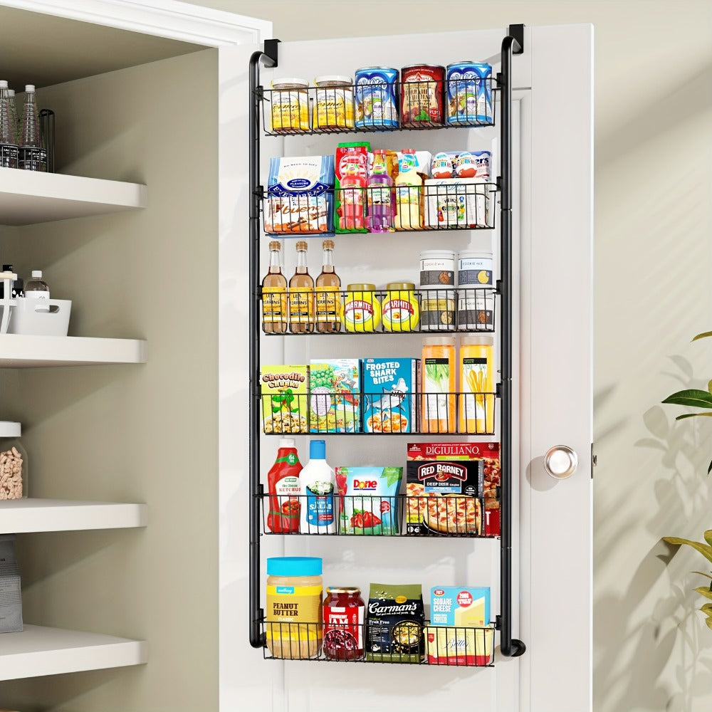 Over The Door Organizer – Multi-Layer Pantry Storage Rack for Kitchen Bathroom Laundry Room, Space Saving Door Hanging Shelf