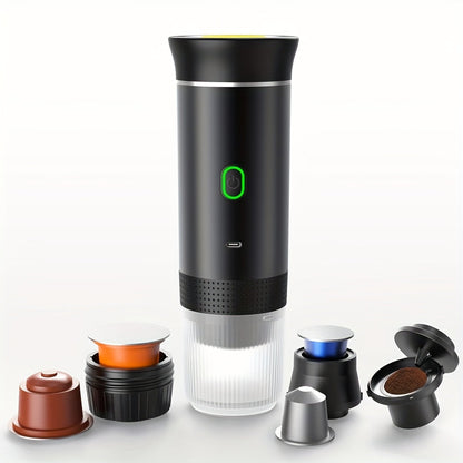 Portable Capsule Coffee Machine USB Rechargeable One-Touch Brewing Compact Espresso Maker for Bath Time, Home Spa and Personal Care