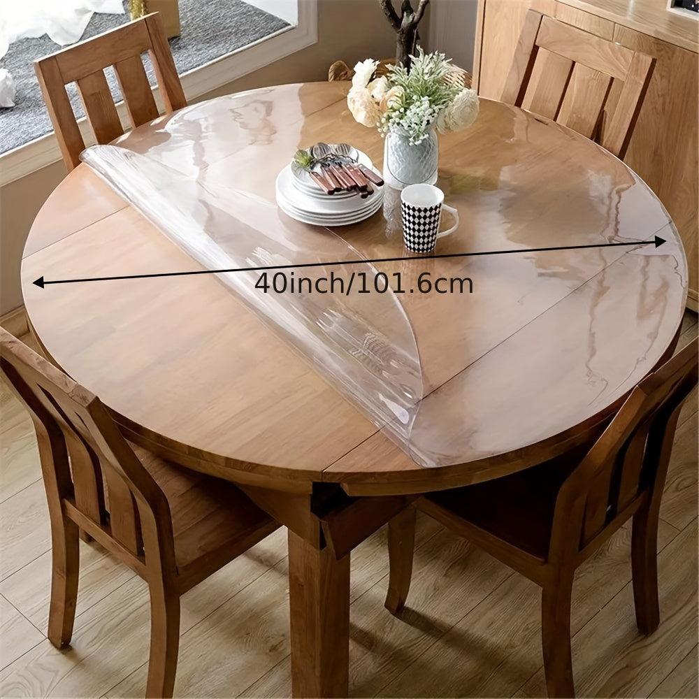 Round PVC Table Cover Clear Tablecloth 2MM Thick Scratch-Resistant Waterproof Table Protector for Dining Table Coffee Table Restaurant