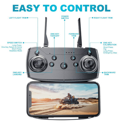 Foldable HD Camera Drone Free Storage Bag USB-C Charging 3D Flips Single or Dual Camera Built-in Screen Remote