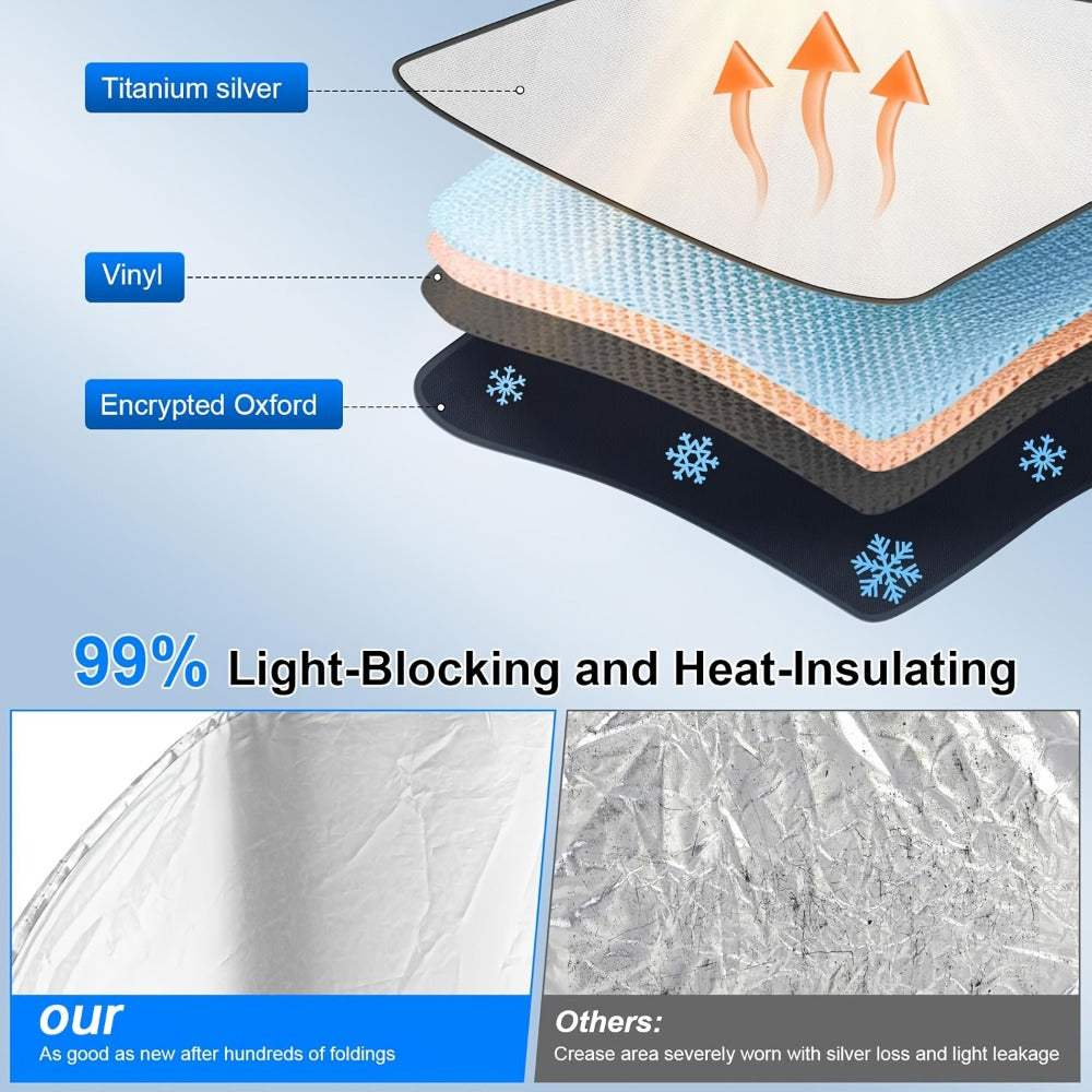 Windshield Sunshade Universal Fit Front Window Sun Shade Cover Block Sun Heat UV Rays Privacy Protection Polyester with Super Suction Cups