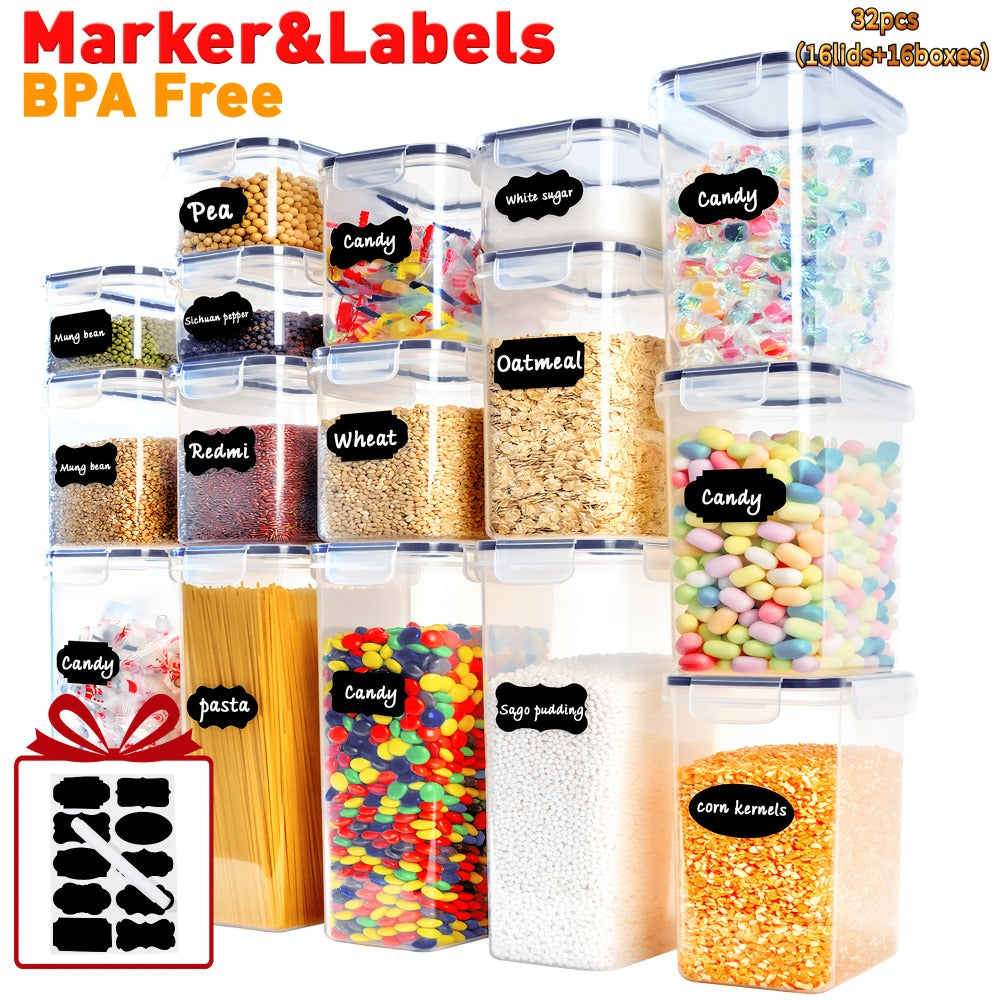 Food Storage Containers 8-, 16-, 30- or 32-Piece Rectangular Pantry Box Set with Matching Lids