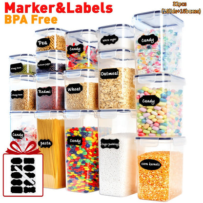 Food Storage Containers 8-, 16-, 30- or 32-Piece Rectangular Pantry Box Set with Matching Lids