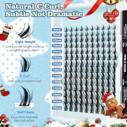 Spiky Wet-Look Fairy Lash Clusters Kit – Manga Anime C Curl Individual Spike Eyelash Extensions 8mm-18mm Mixed Length