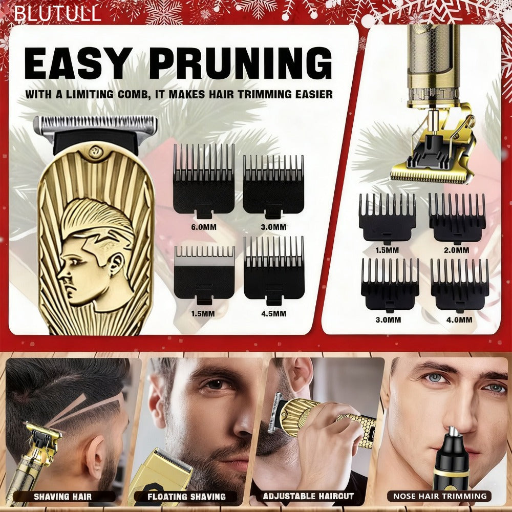 USB Precision Hair Clipper Set for Men, Wireless Electric Clippers & Nose Trimmer Shaver for Everyday Face, Beard and Body Grooming