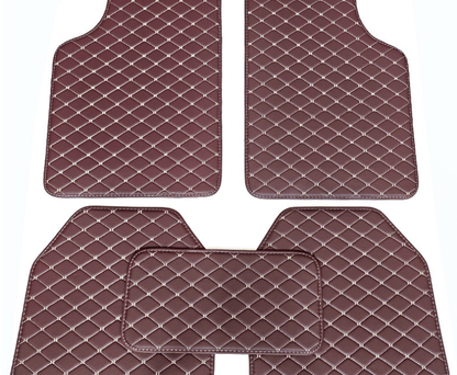 Quilted PU Car Floor Mats, Five-Piece Front and Rear Set in Red, Beige or Brown Color Options
