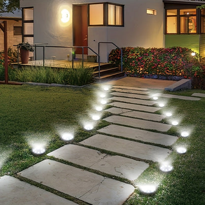 Solar Ground Lights 8 Pack 8-LED - Ultra Bright Semi-Recessed Outdoor Floor Lights for Garden Pathway Driveway Deck Staircase Pool